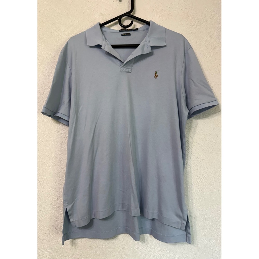 POLO Ralph Lauren Light Blue Collared Pima Cotton Men XL Shirt Pullover Top